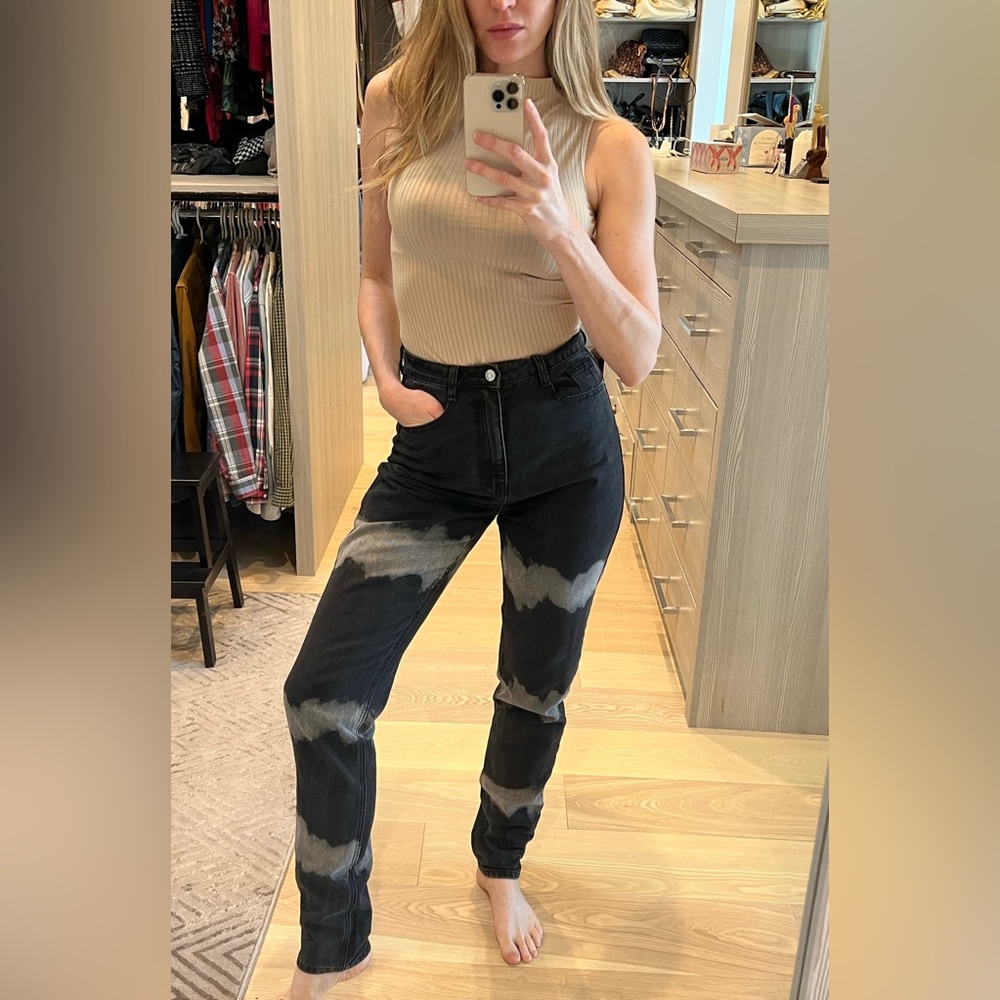 Black and grey 90s tie dye “mom” jeans - Tall fit